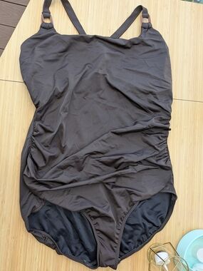Lands' End Brown One-Piece Swimsuit with Ring-Detail Straps